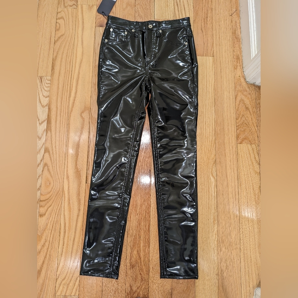 2. NWT RAG & BONE SUPER HIGH RISE SKINNY VINYL PANTS - Picture 6 of 10